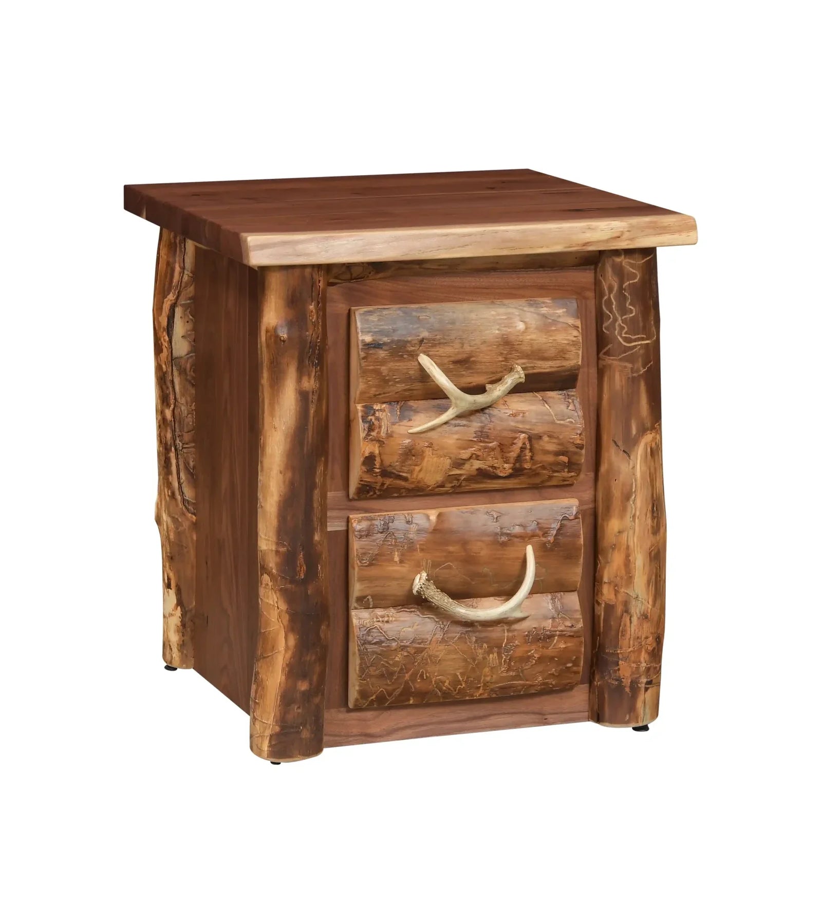 Amish Allegheny Aspen & Walnut 2 Drawer Nightstand