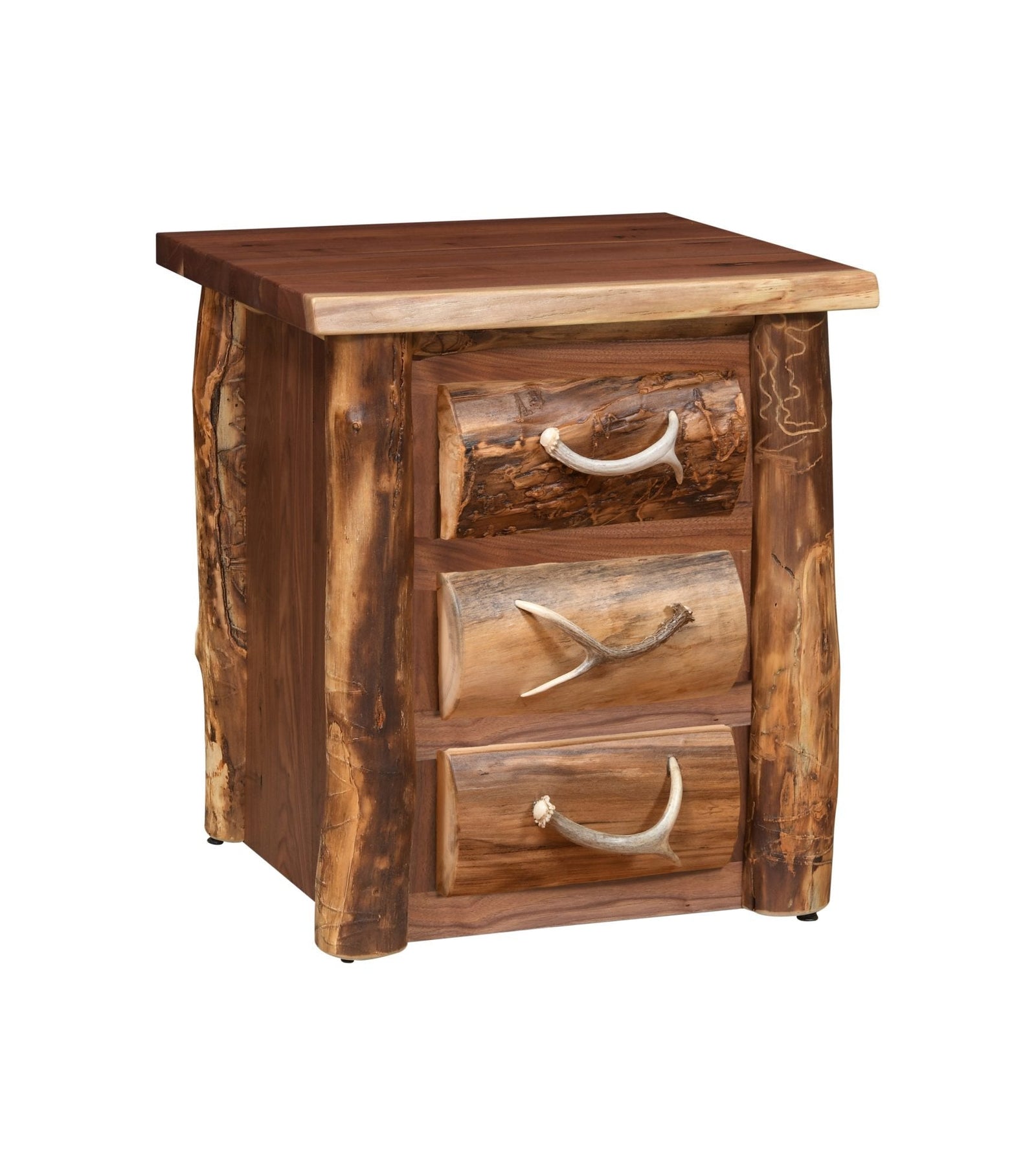 Amish Allegheny Aspen & Walnut 3 Drawer Nightstand