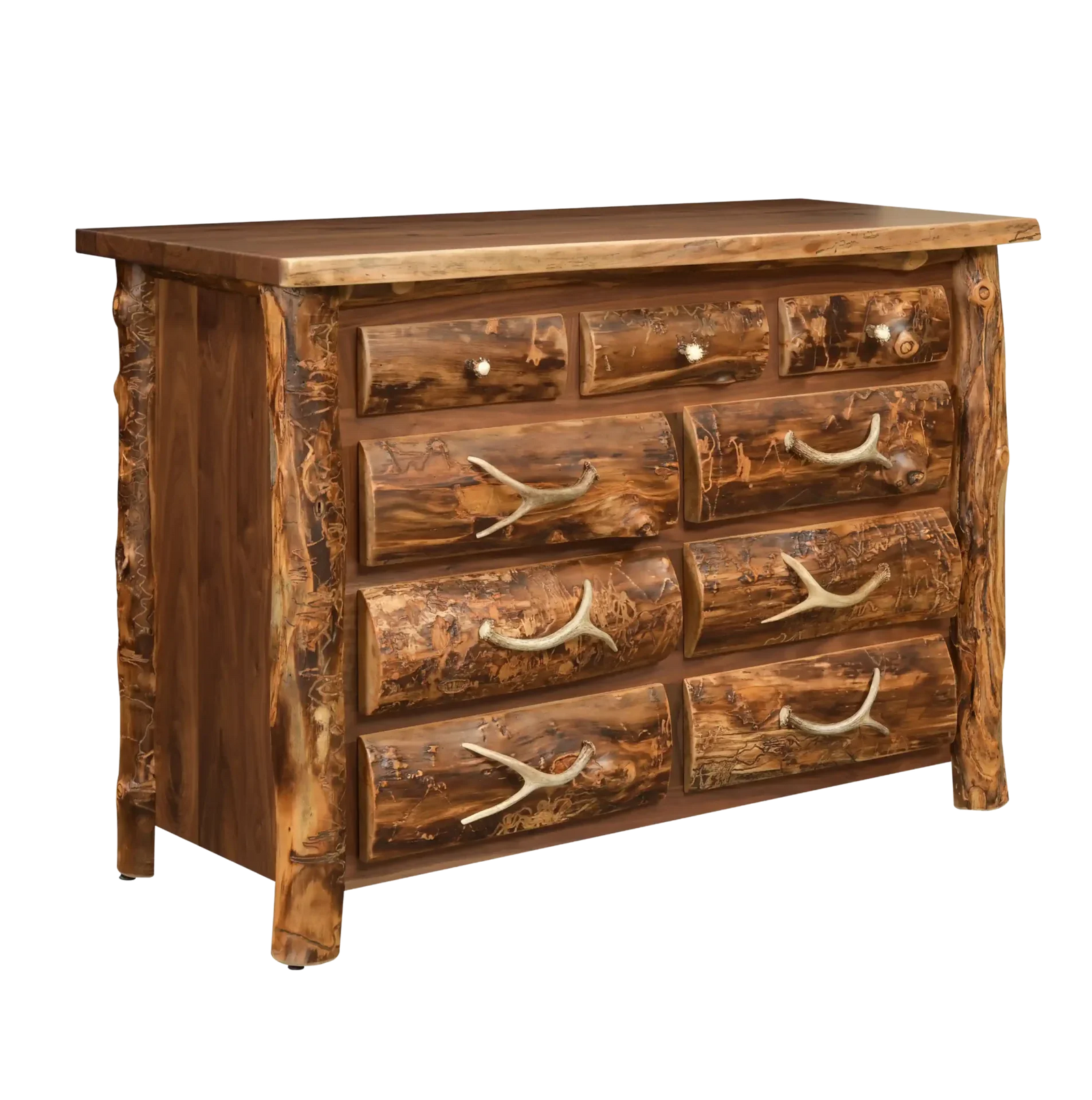 Amish Allegheny Aspen & Walnut 3 over 6 Drawer Dresser