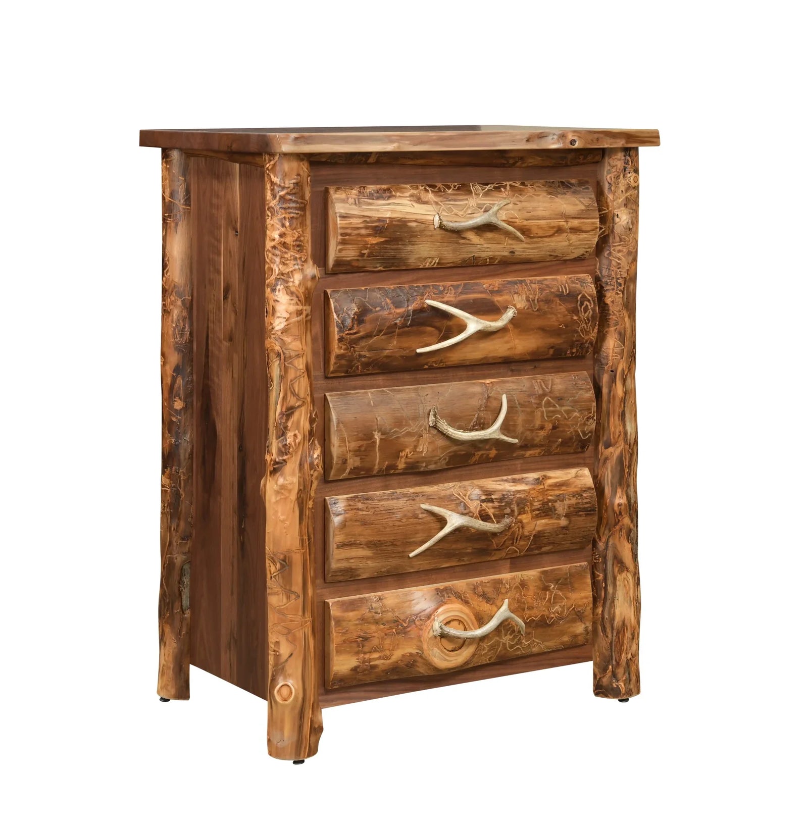 Amish Allegheny Aspen & Walnut 5 Drawer Chest