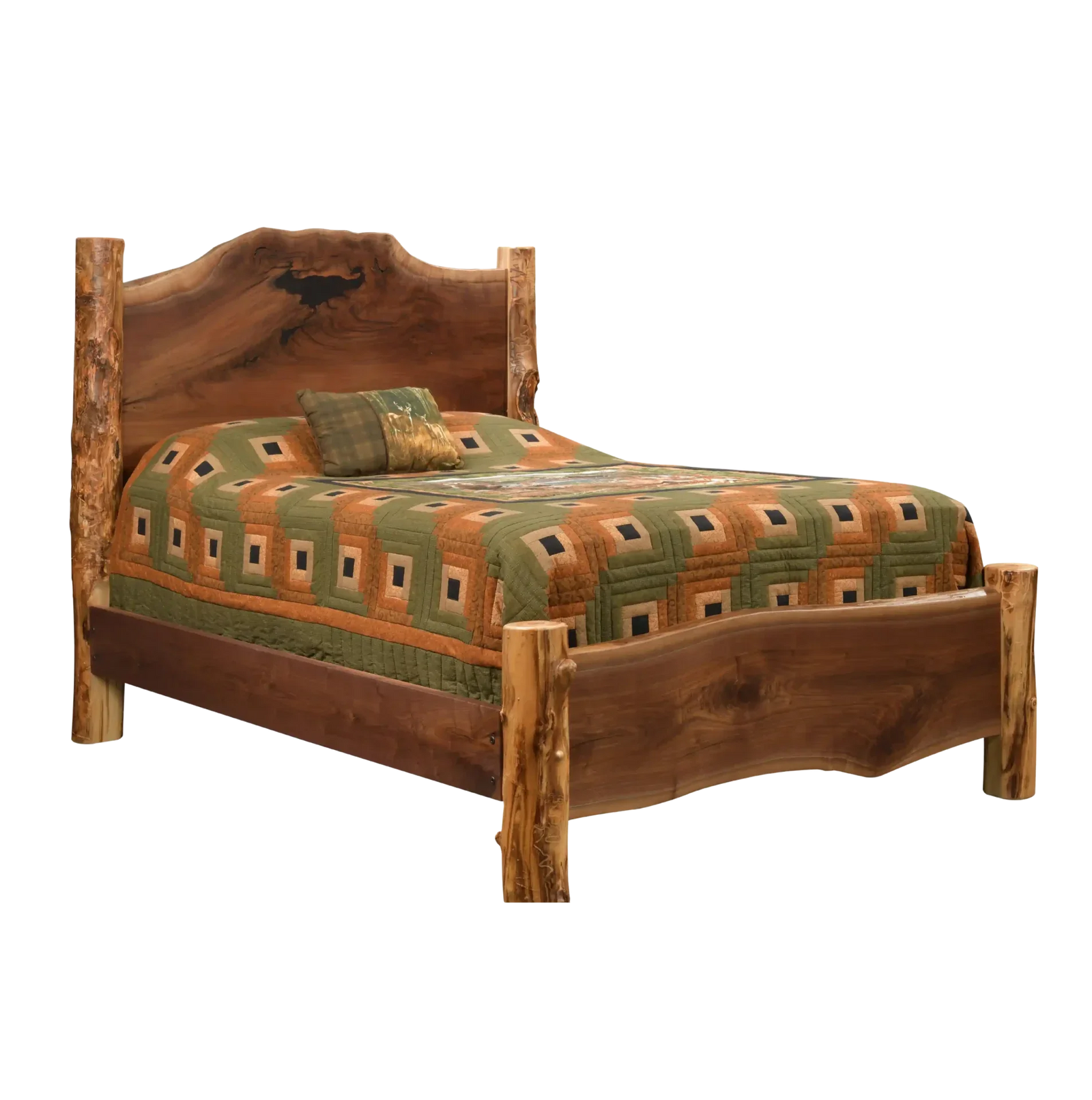 Amish Allegheny Aspen & Walnut Log Bed