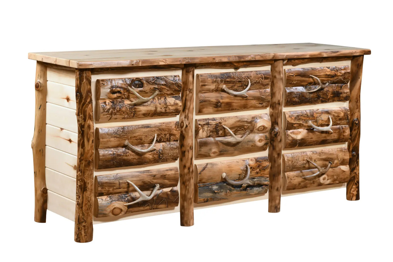 Amish Bighorn Aspen Log 9 Drawer Dresser