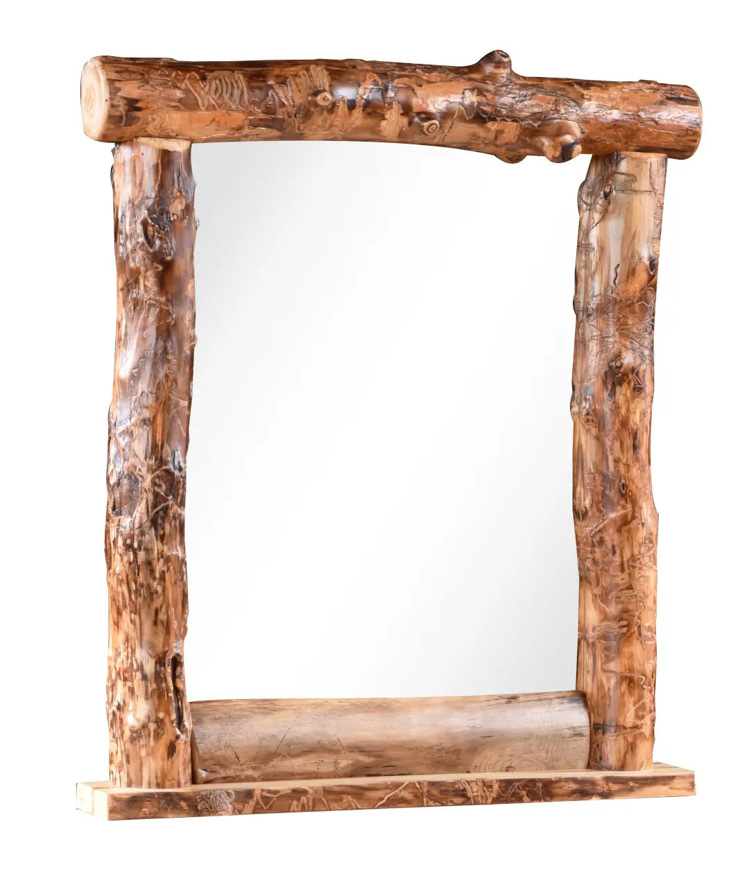 Amish Bighorn Aspen Log Log Top Dresser Mirror