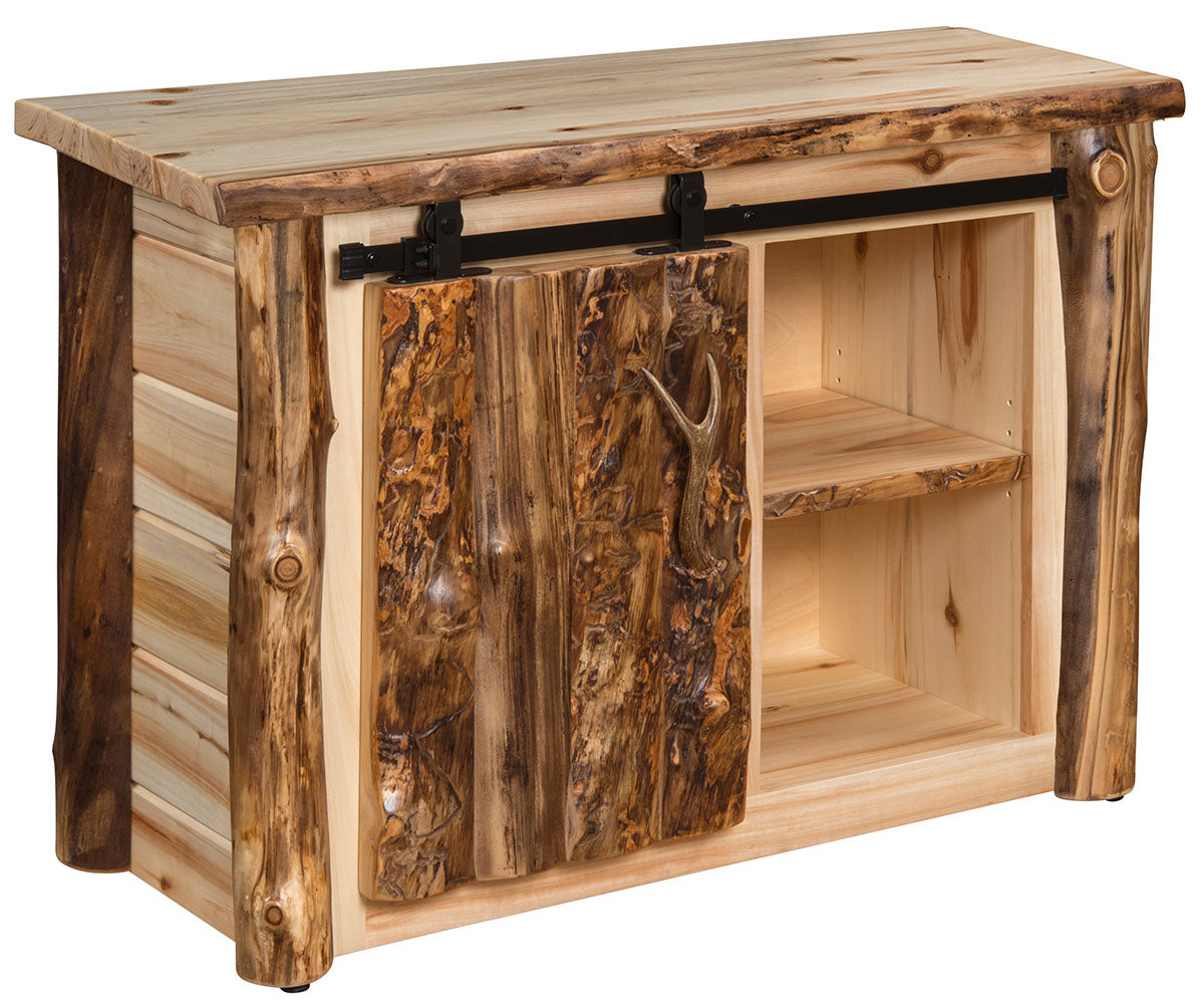 Amish Bryce Log Barn Door Entertainment Center