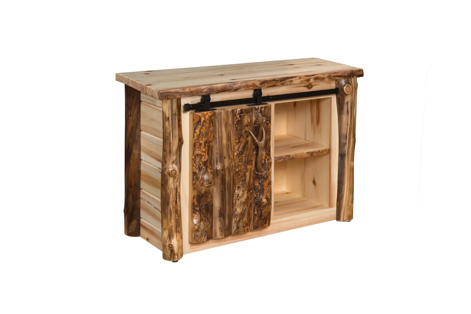 Amish Bryce Log Barn Door Entertainment Center