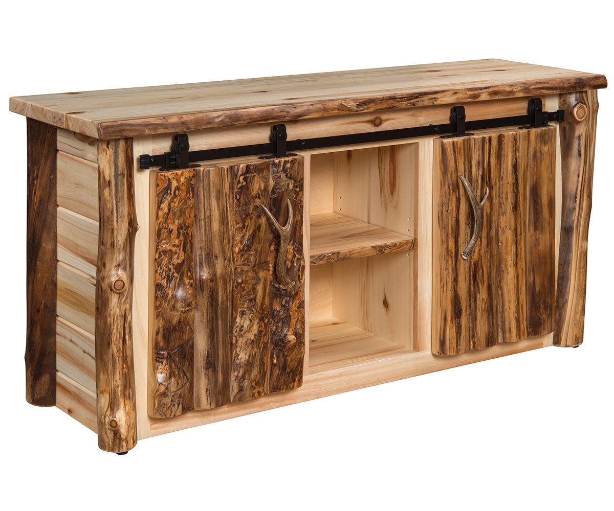 Amish Bryce Log Barn Door Entertainment Center