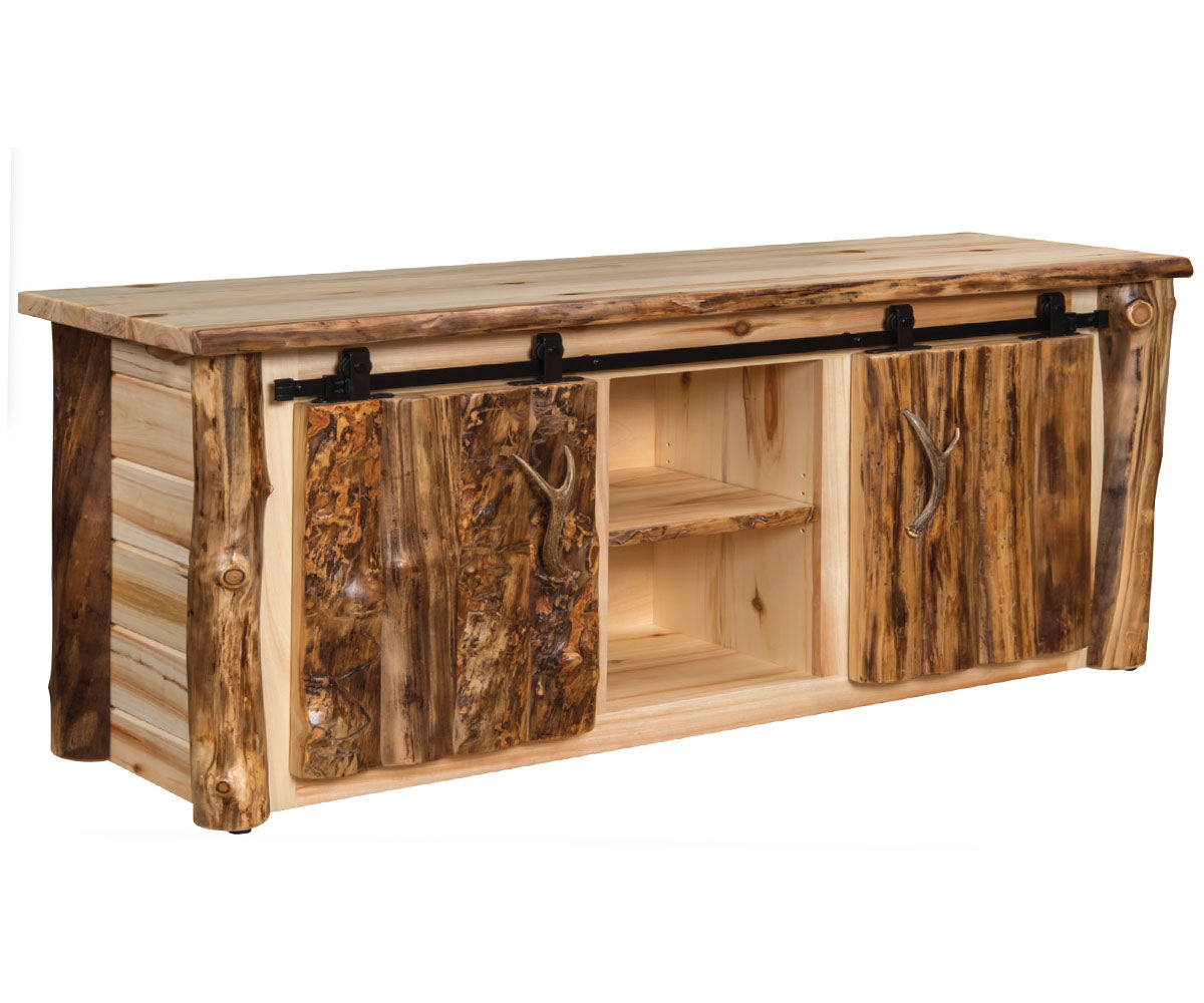 Amish Bryce Log Barn Door Entertainment Center