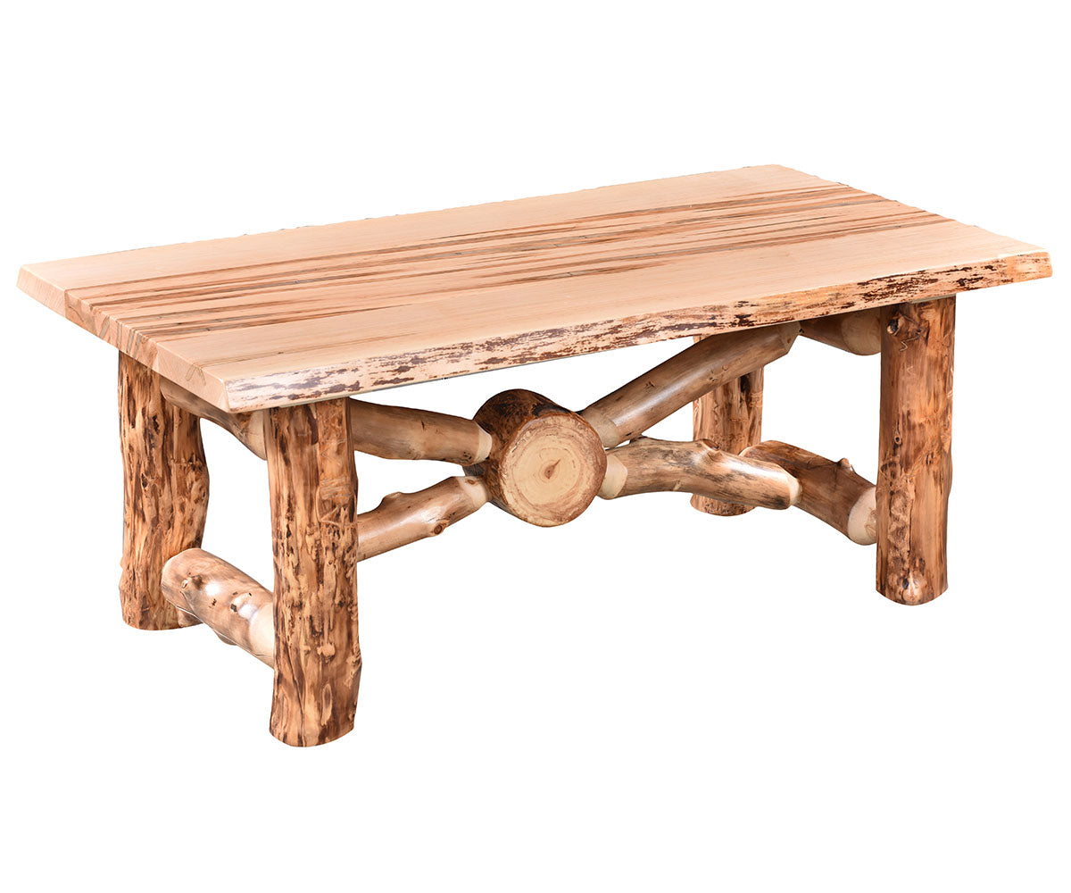 Amish Crossbuck Live Edge Coffee Table