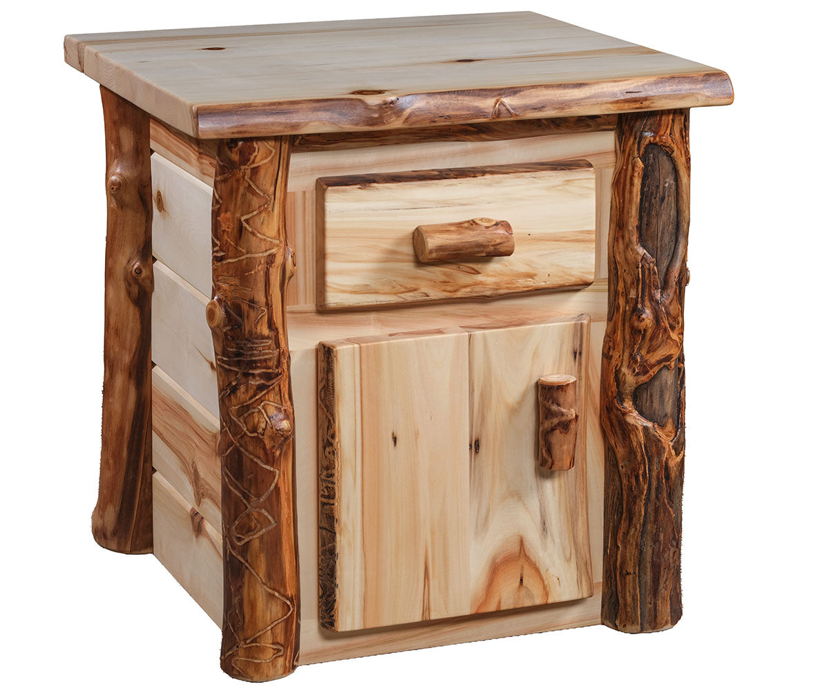 Amish Homestead Log 1 Drawer 1 Door Nightstand