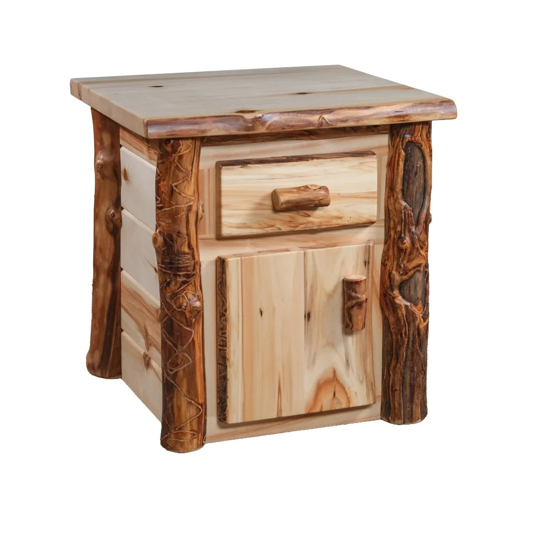 Amish Homestead Log 1 Drawer 1 Door Nightstand