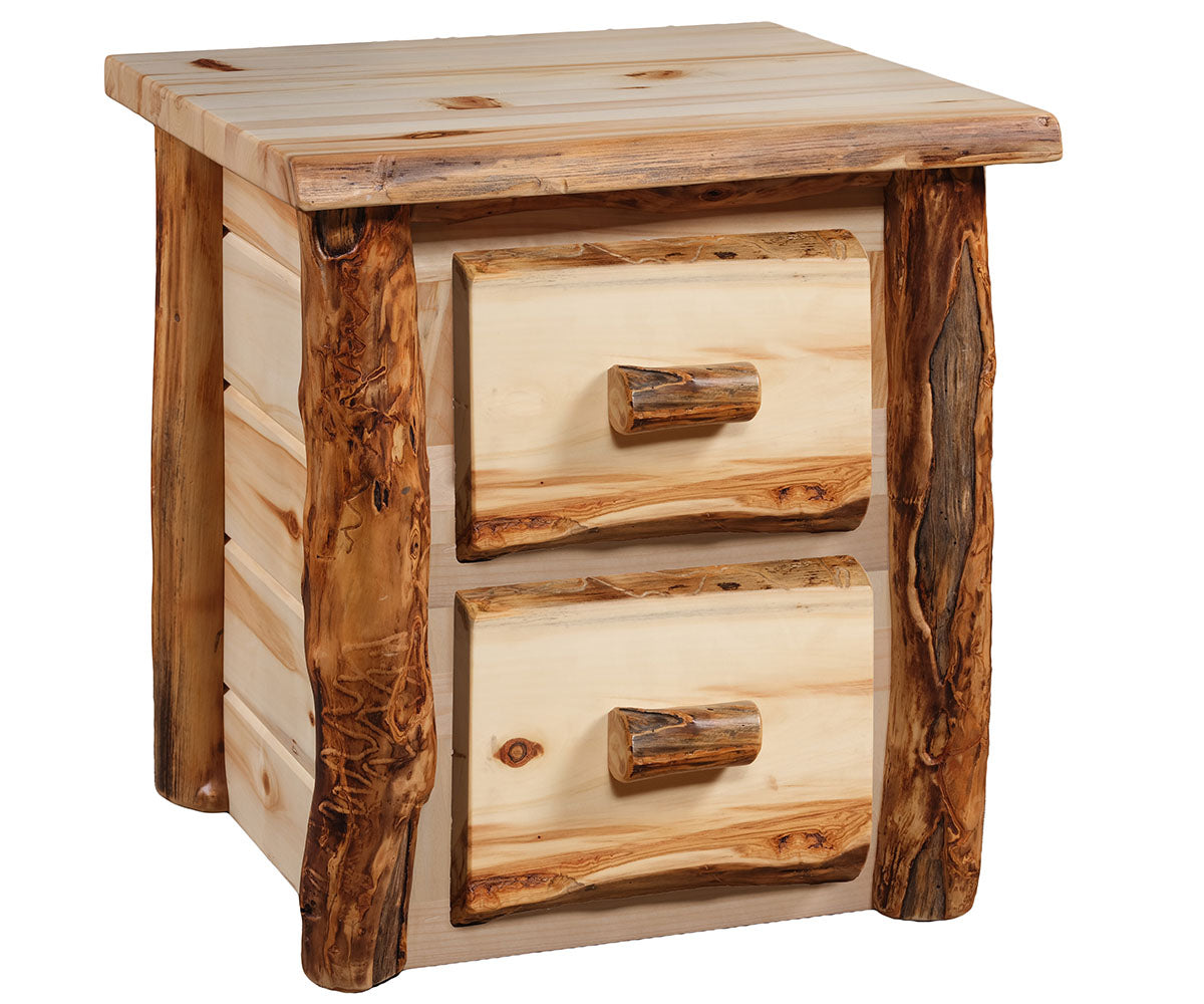 Amish Homestead Log 5pc Bedroom Set — Amish Homestead Log 2 Drawer Nightstand