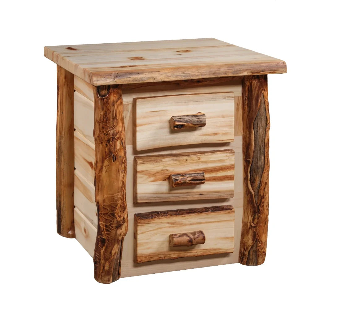Amish Homestead Log 3 Drawer Nightstand