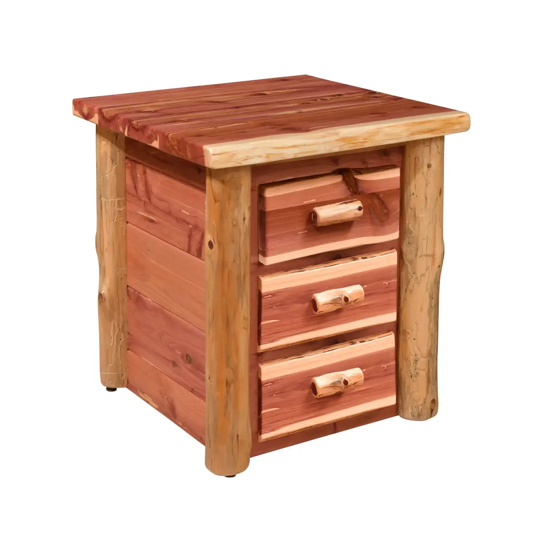 Amish Homestead Log 3 Drawer Nightstand