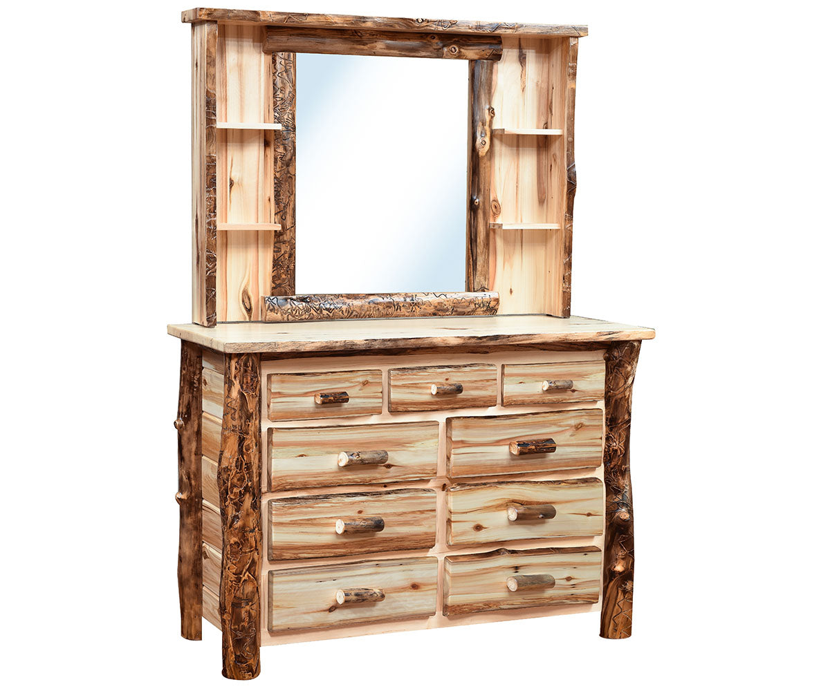 Amish Homestead Log Deluxe Dresser Mirror