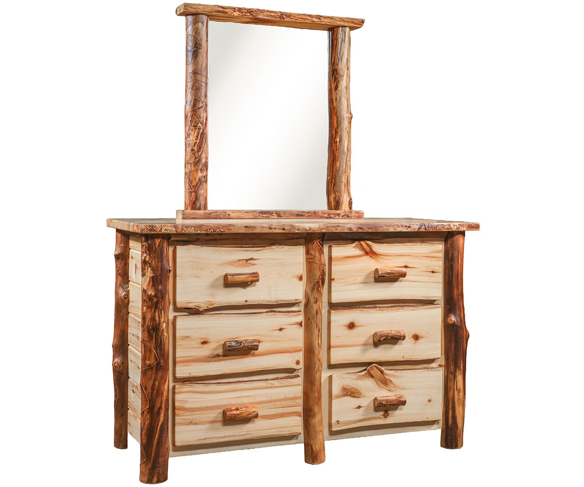 Amish Homestead Log Flat Top Dresser Mirror