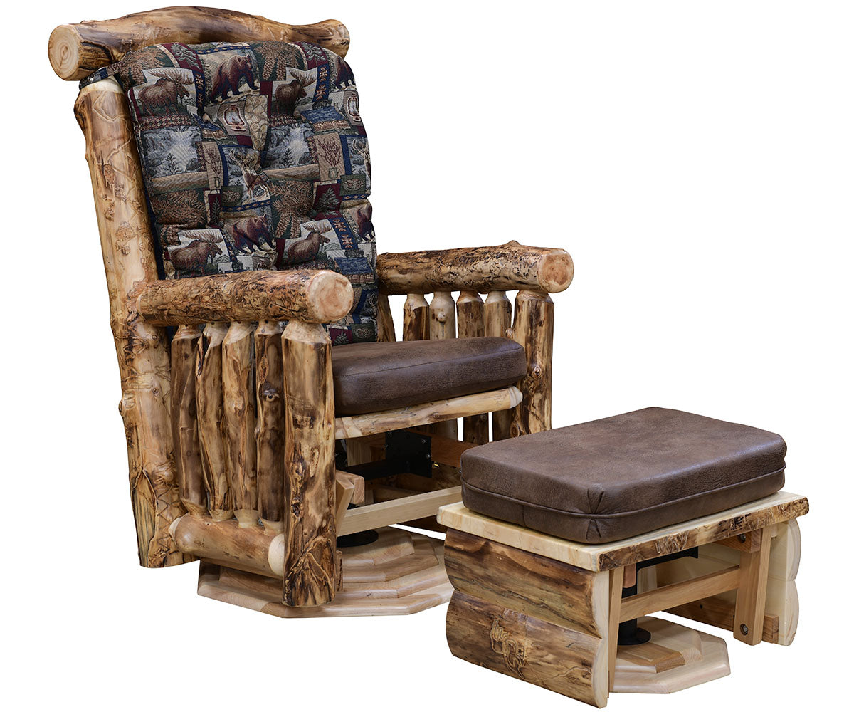 Amish Ponderosa Log Glider Ottoman