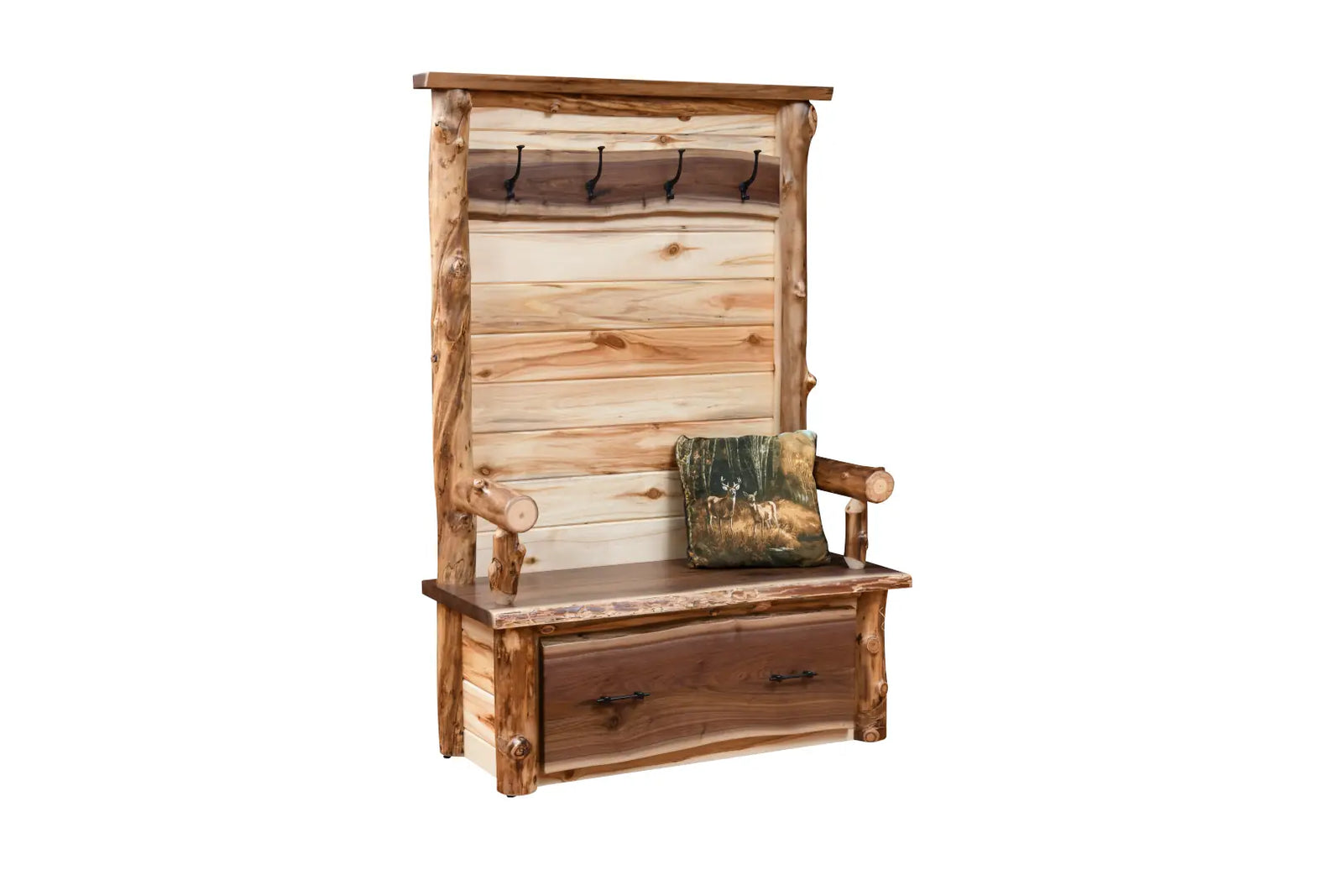 Amish Ponderosa Log Hall Bench