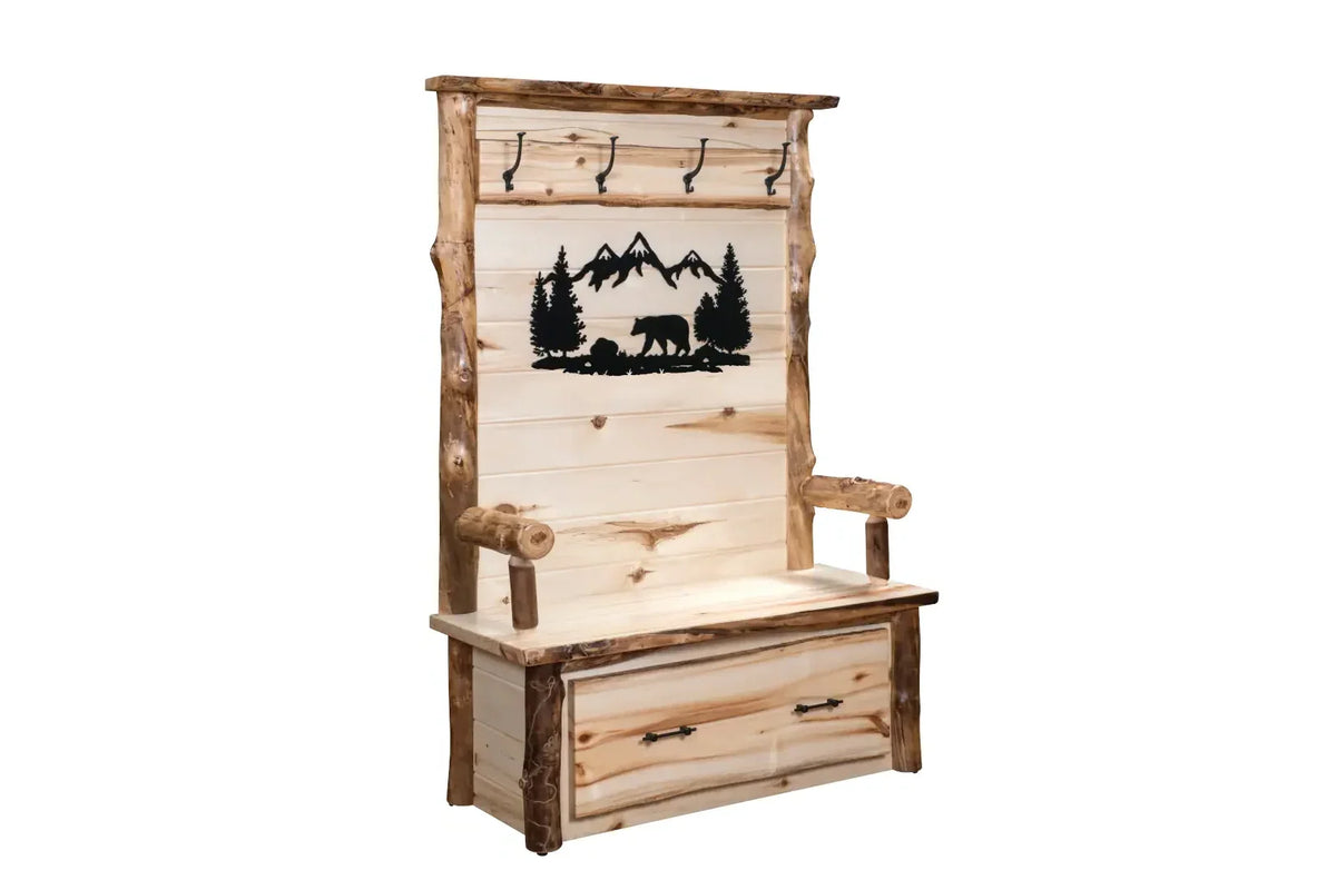 Amish Ponderosa Log Hall Bench