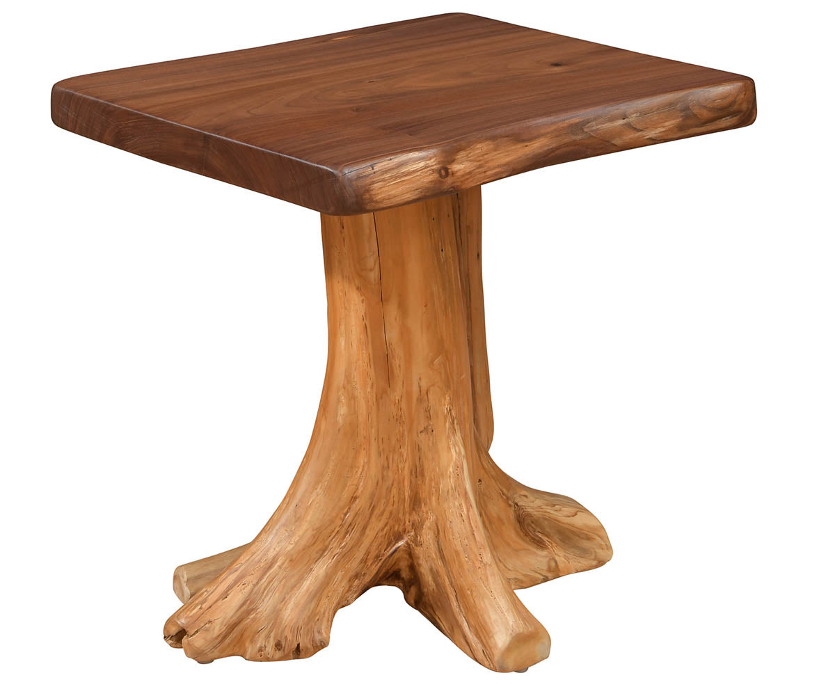 Amish Riverbend Stump Base End Table