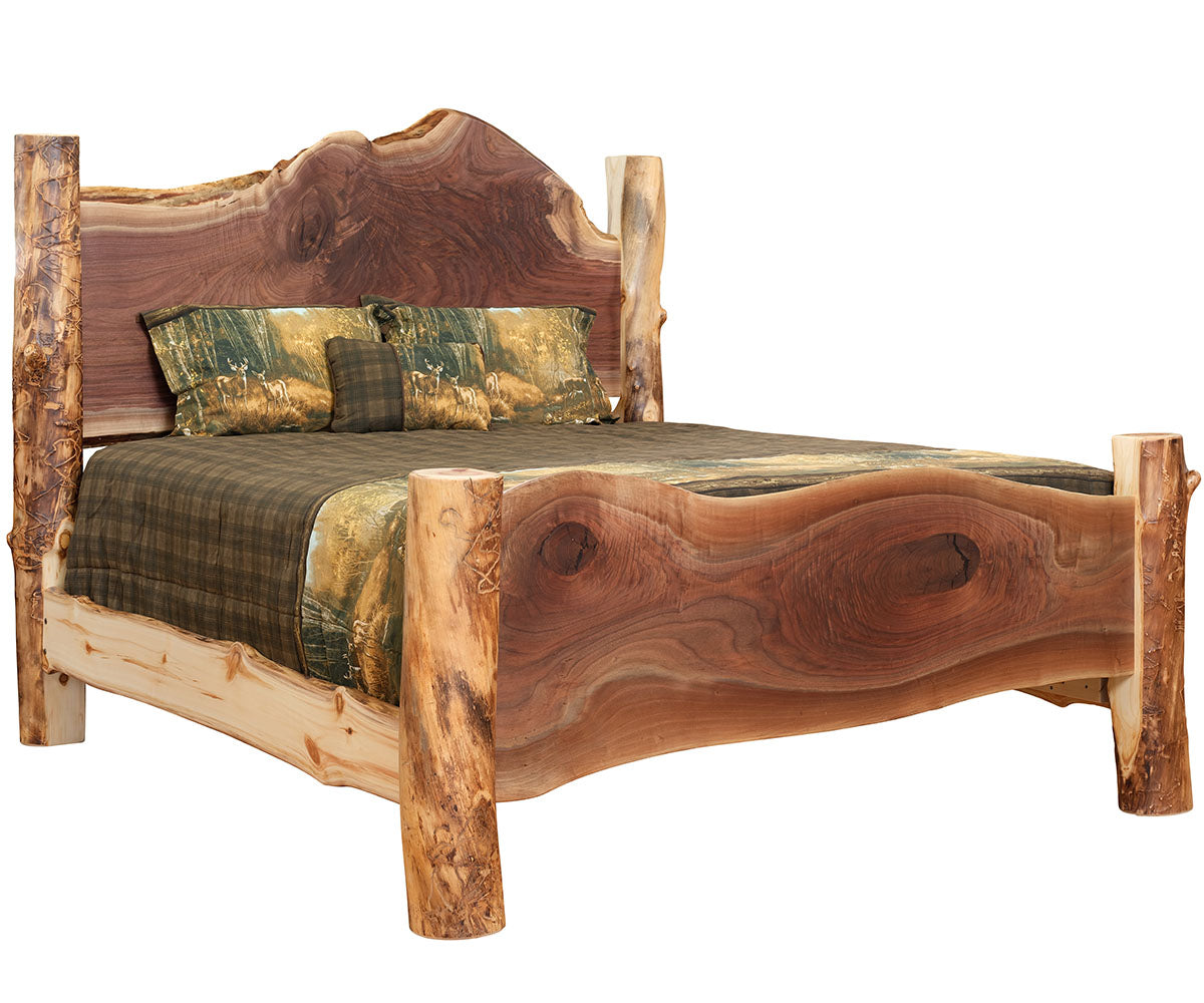 Amish Sawtooth Aspen & Walnut Log Bed