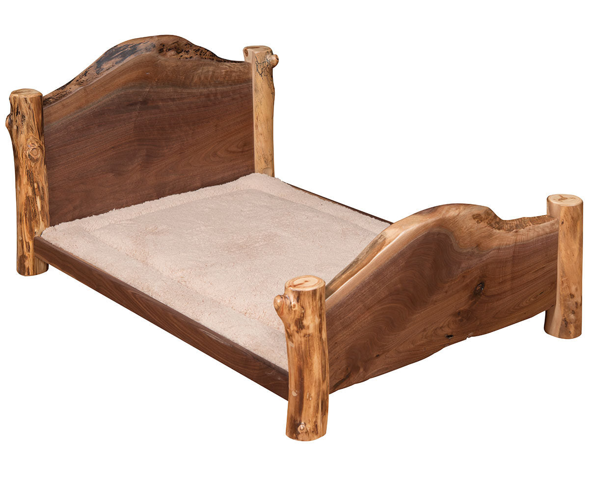 Amish Timberwolf Log Pet Bed with Cushion