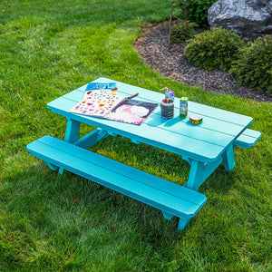 Amish Li'l Poly Picnic Table with Attached Benches