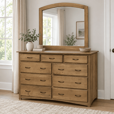 Manchester Amish 63" Mule Chest Dresser shown in the bedroom of a transitional home