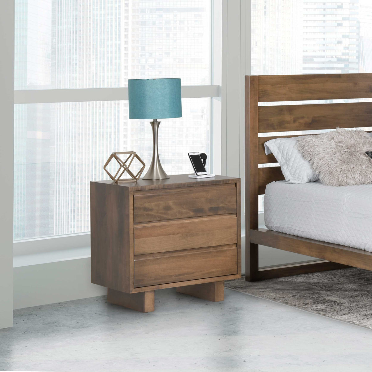 Amish Taos Urban Rustic 3-Drawer Nightstand