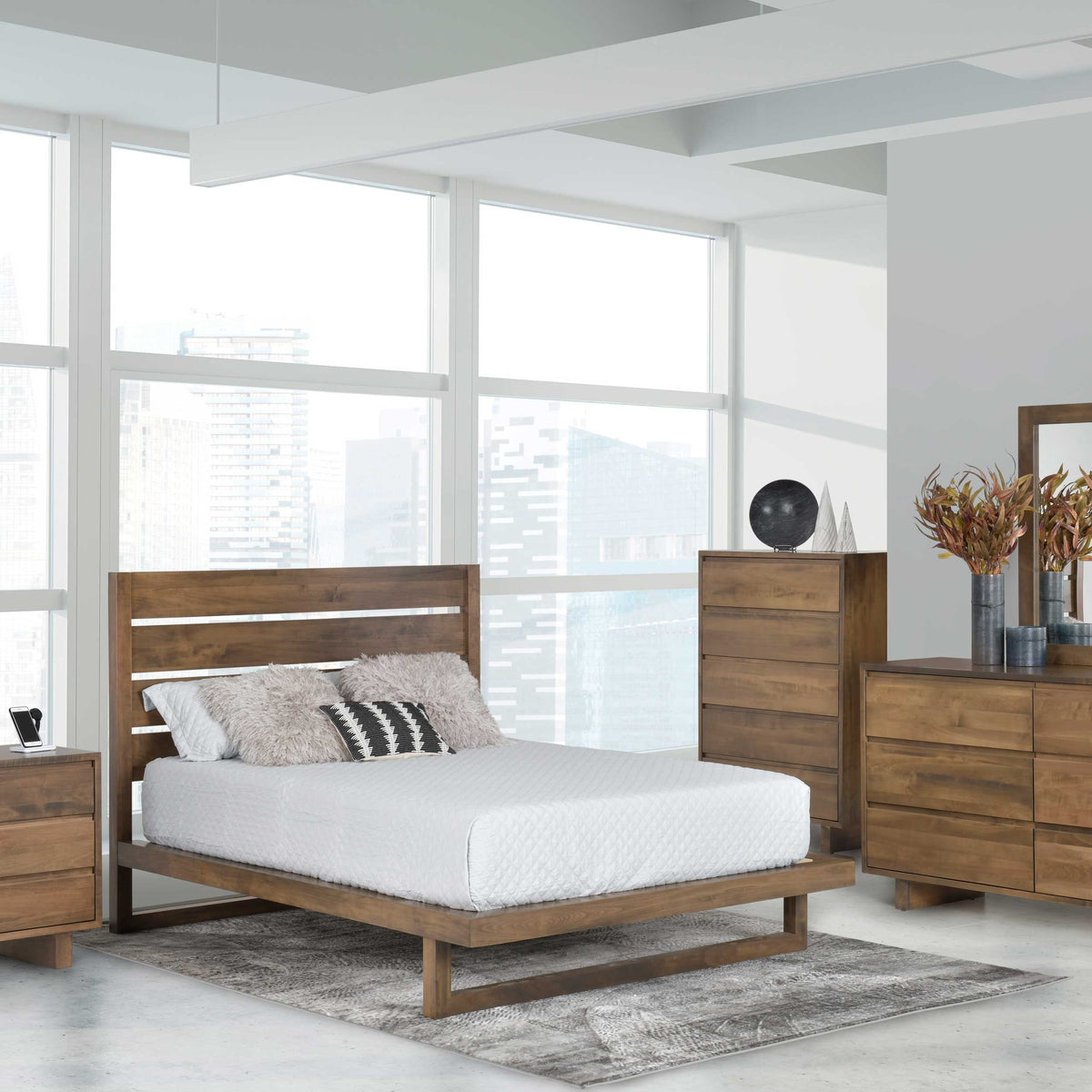 Amish Taos Urban Rustic Solid Wood Panel Platform Bed