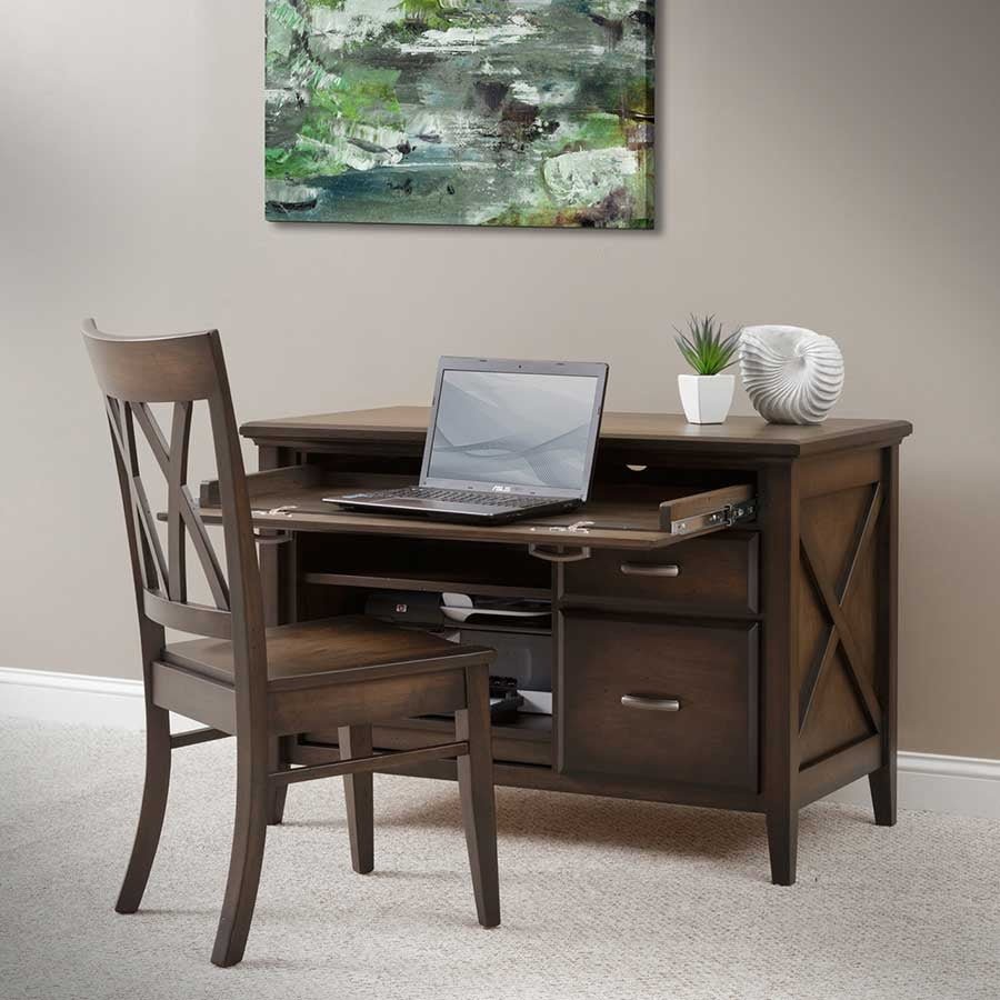 Amish Penn Yan Farmhouse Solid Wood Small Computer Credenza with Hutch