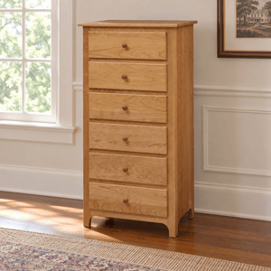 Plymouth Amish Solid Wood Lingerie Chest shown in the bedroom of a traditional colonial home