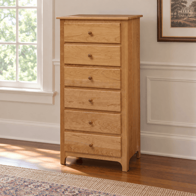 Plymouth Amish Solid Wood Lingerie Chest shown in the bedroom of a traditional colonial home