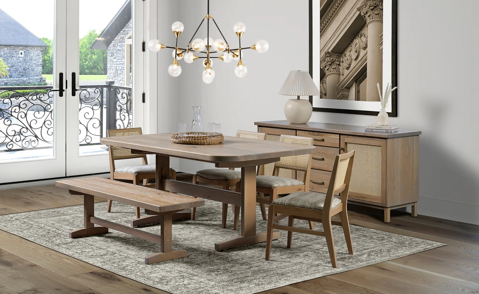 Amish Arles Rustic Barnwood 7pc Dining Set