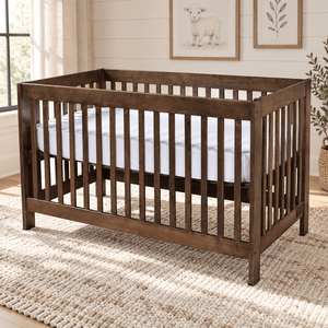 Prudence Amish 4 in 1 Convertible Baby Crib shown in the nursery of a modern farmhouse home