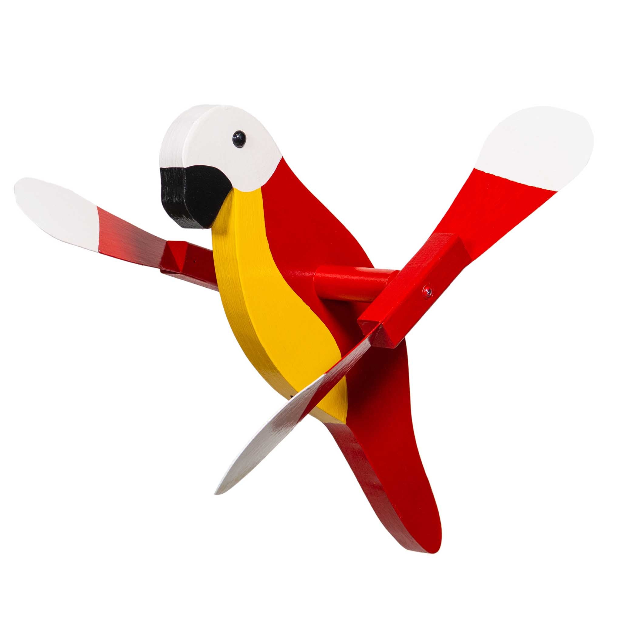 Amish Garden Wood Red Parrot Whirlybird Wind Spinner