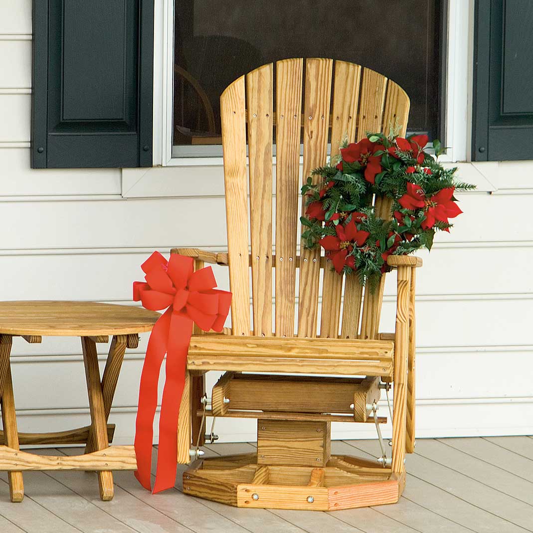 Amish Outdoor Wood Fanback Swivel Single Glider