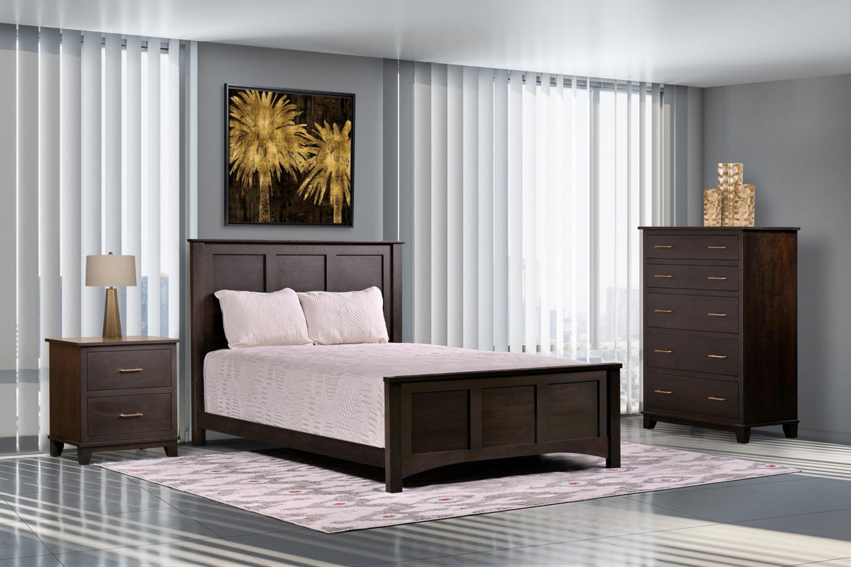 Amish Dundry Solid Wood Panel Bed Quick Ship