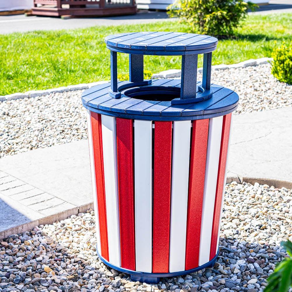 Amish Poly Outdoor Trash Can with Lid