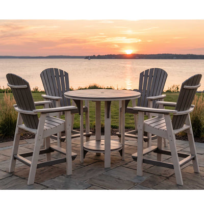 Great Bay Amish Poly Patio 42" Round 5pc Adirondack Bar Height Set