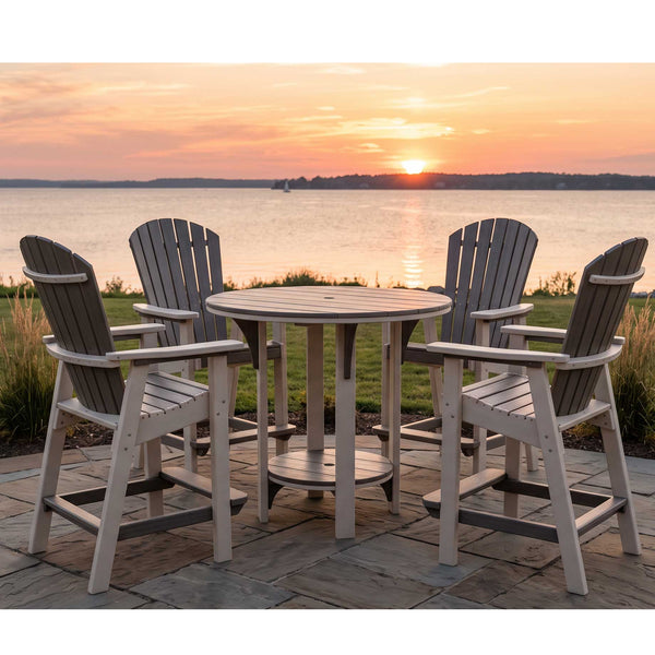 Great Bay Amish Poly Patio 42" Round 5pc Adirondack Bar Height Set