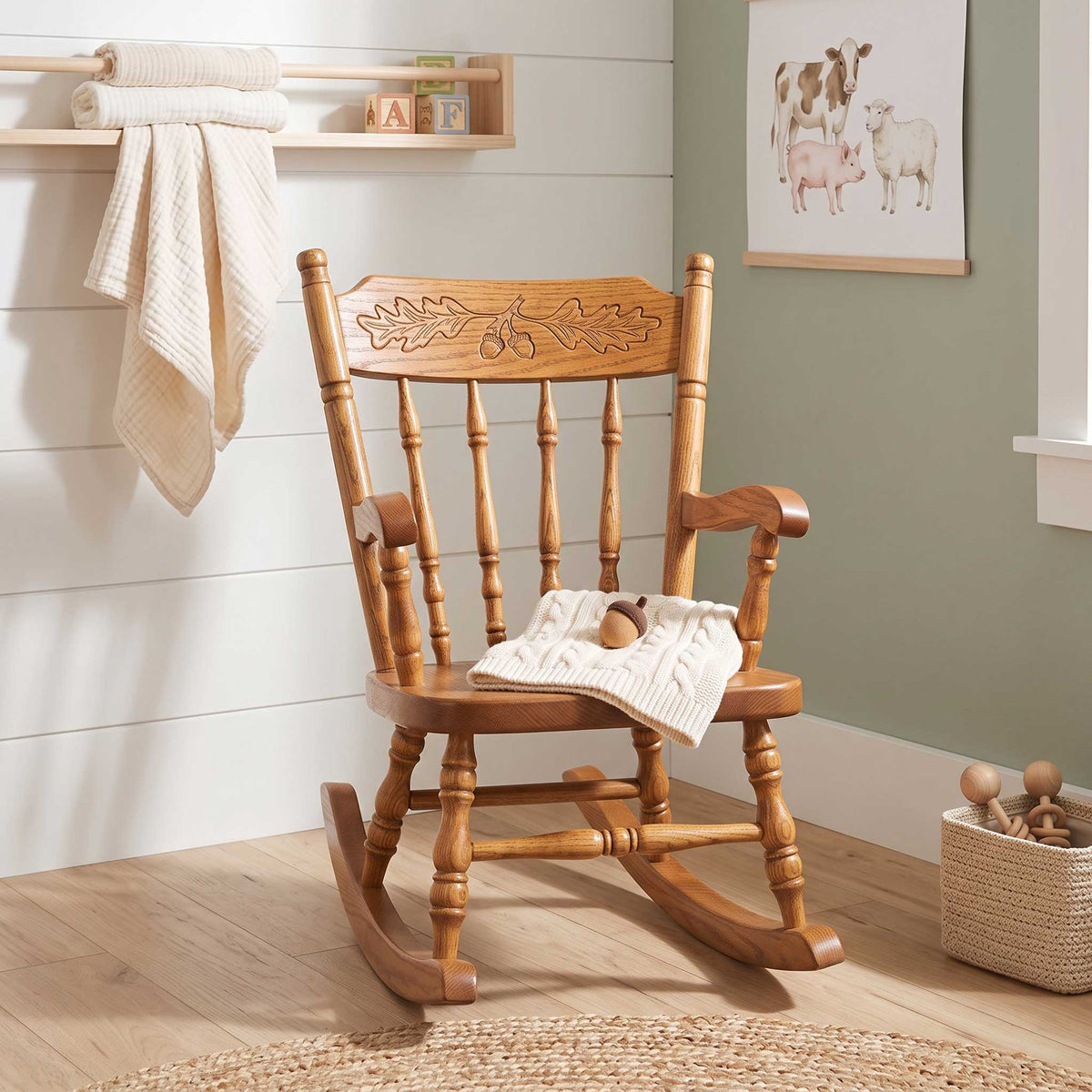 Amish Acorn Back Solid Wood Child Size Rocking Chair