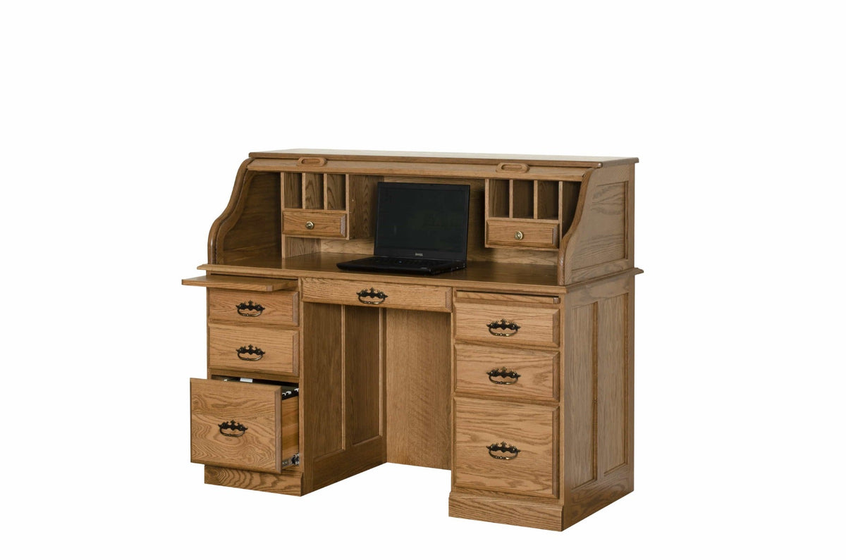 55&quot; Amish VALP Roll Top Writing Desk - snyders.furniture