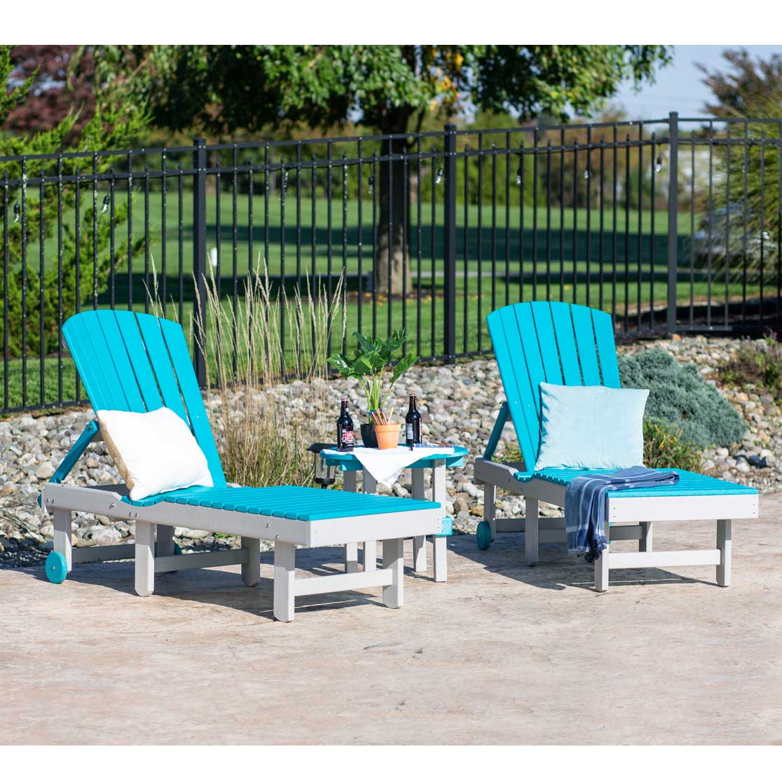 Amish Adirondack Fanback Poly Pool Patio Chaise Sun Lounge - snyders.furniture