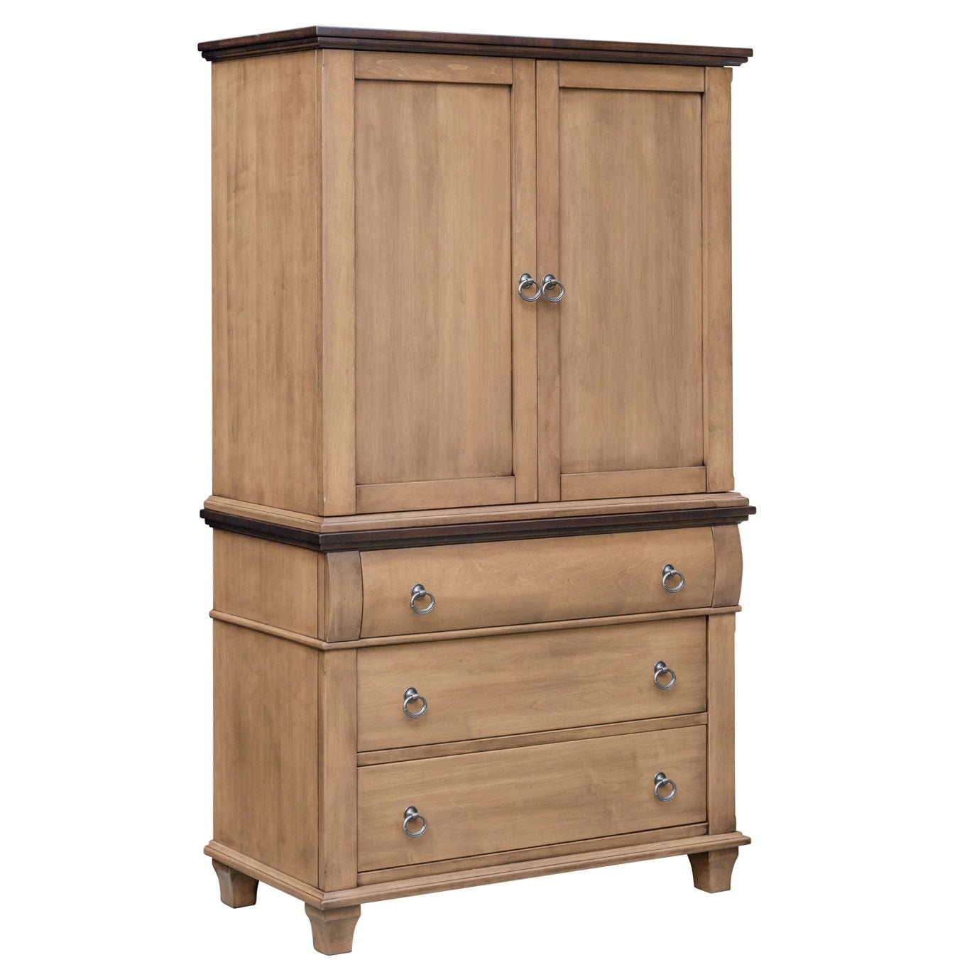 Amish Avignon 2 Door Bedroom Armoire shown in the bedroom of a traditional colonial home