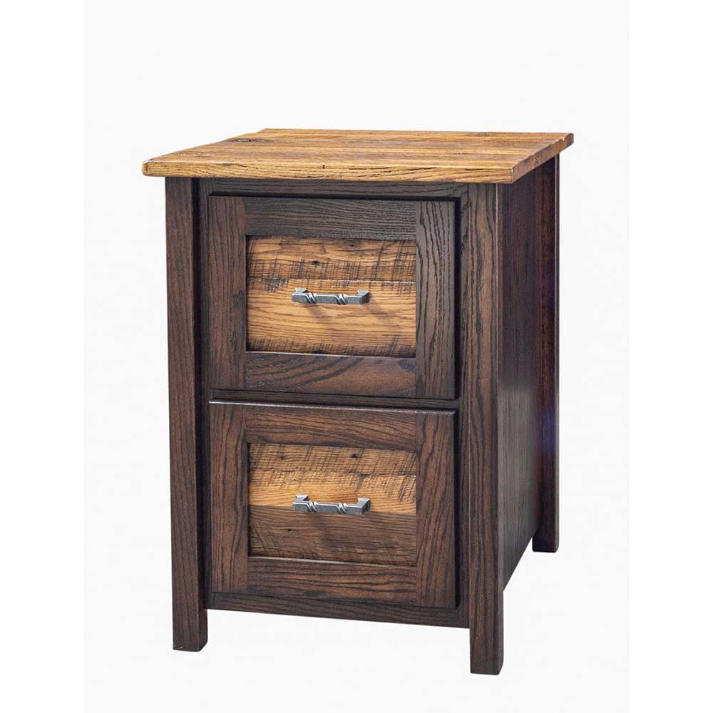 Amish Clymer Farmhouse Reclaimed Wood File Cabinet shown in the home office of a modern farmhouse home