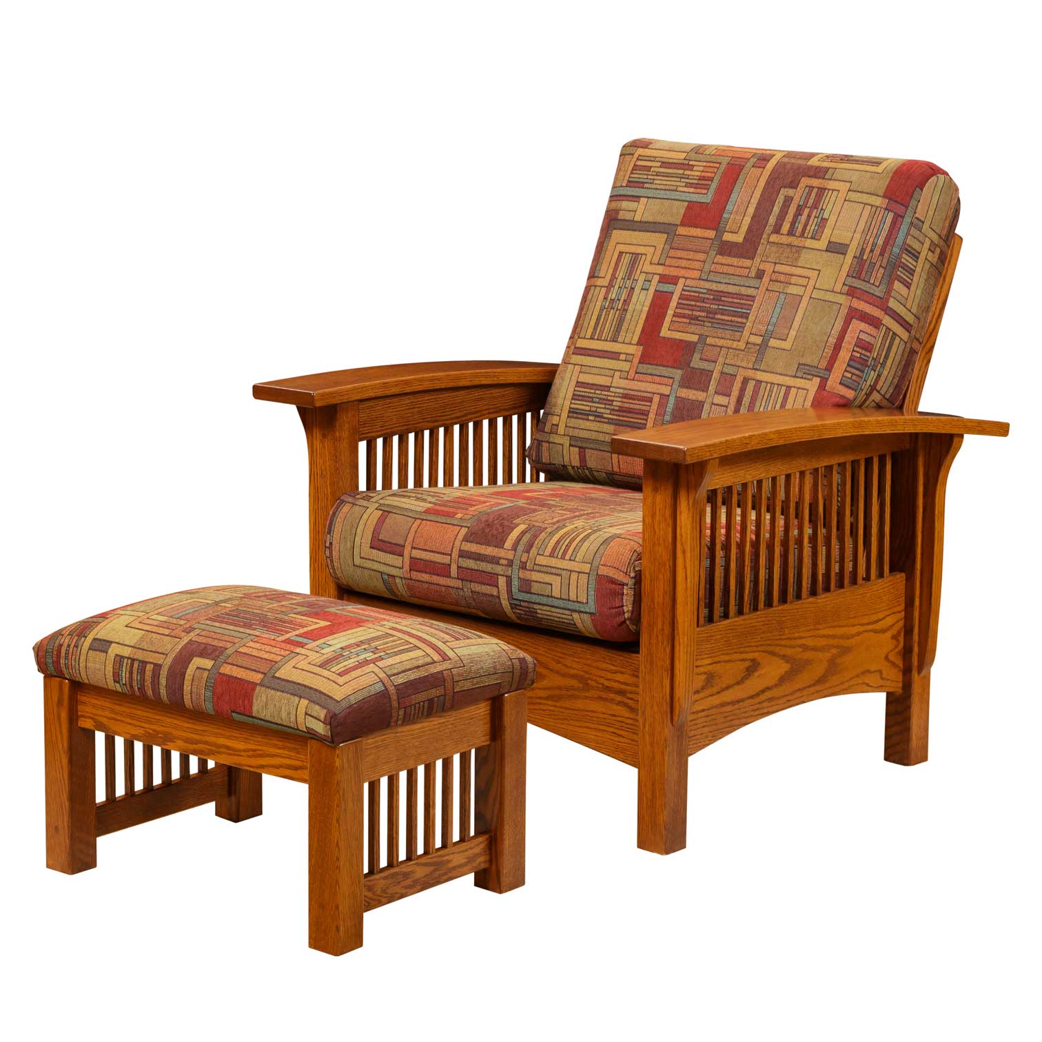 Amish Craftsman Mission Morris Chair with Ottoman Set