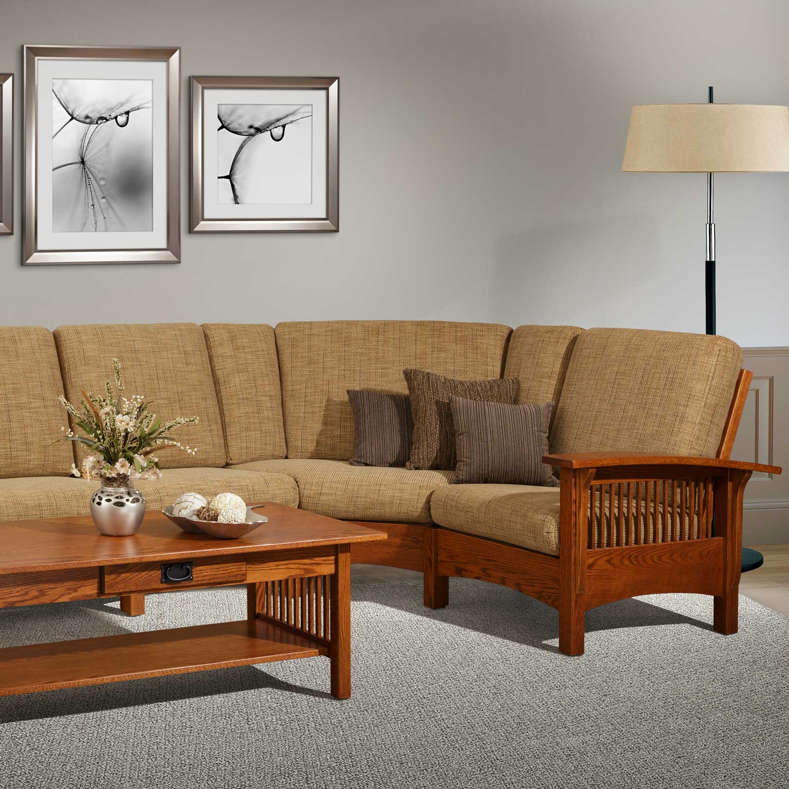 Amish Craftsman Mission VariLock Sectional Corner Sofa snyders.furniture