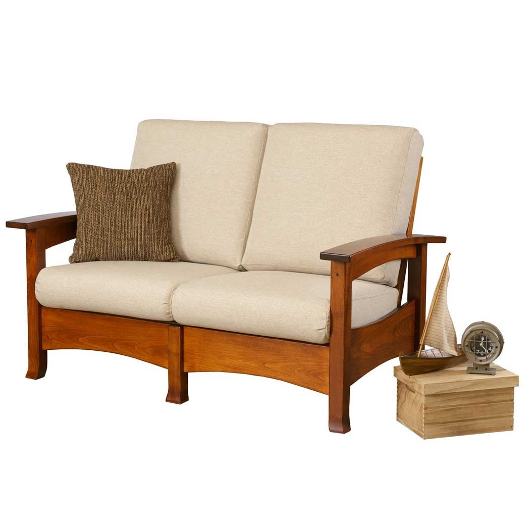 Amish Craftsman Morris Loveseat shown in the living room of a modern farmhouse home