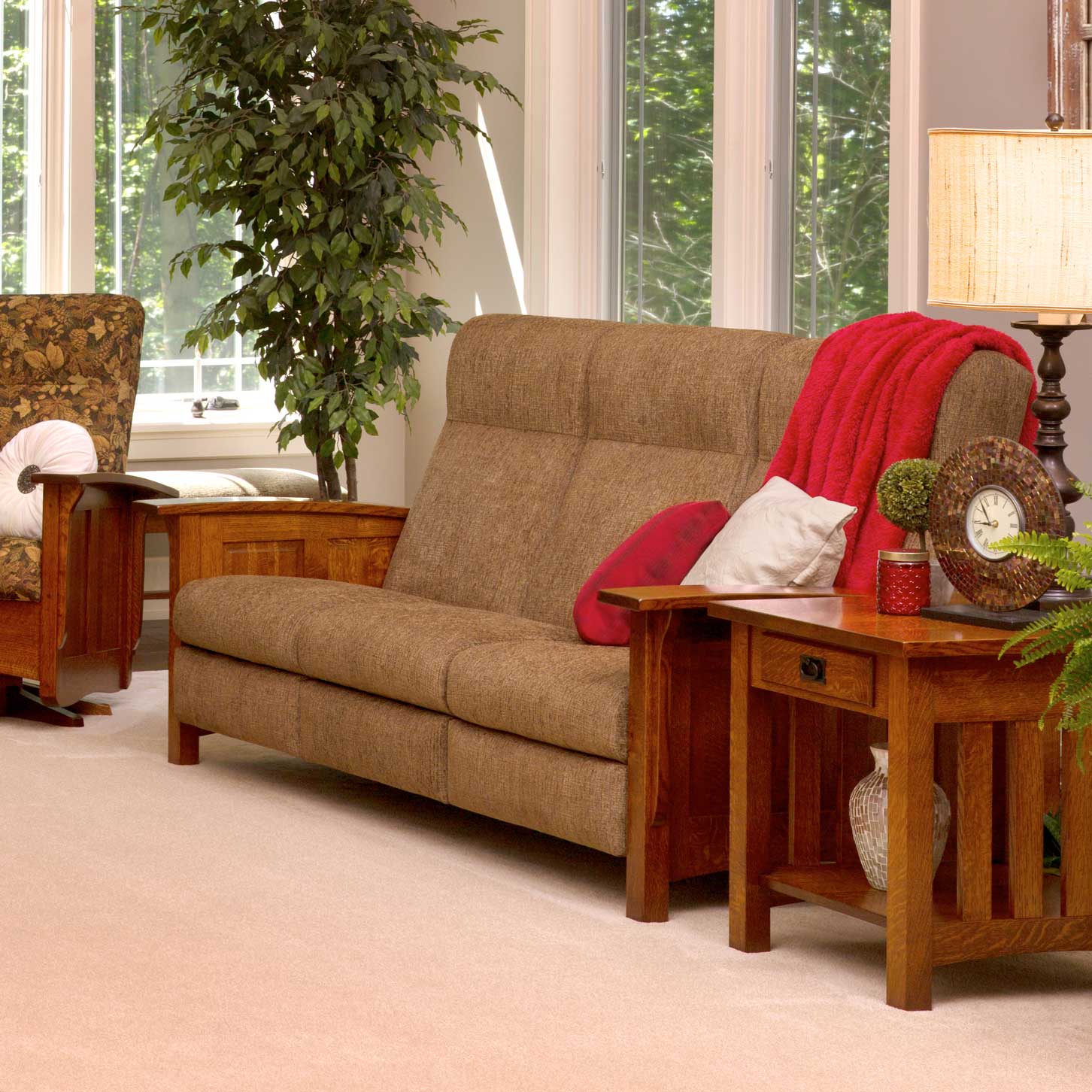 Amish Craftsman Paneled Mission Recliner Sofa - snyders.furniture