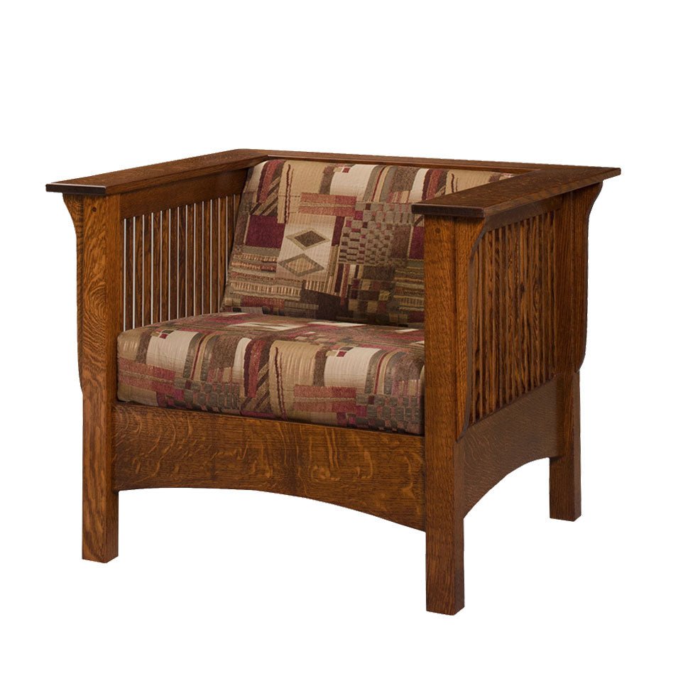 Amish Craftsman Wood Panel Club Chair shown in the living room of a craftsman bungalow home